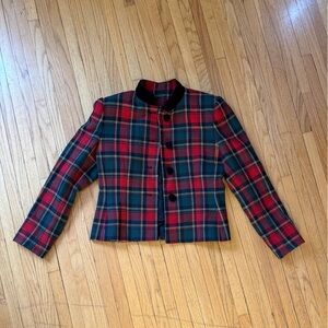 Vintage Kasper Red and Green Plaid Blazer